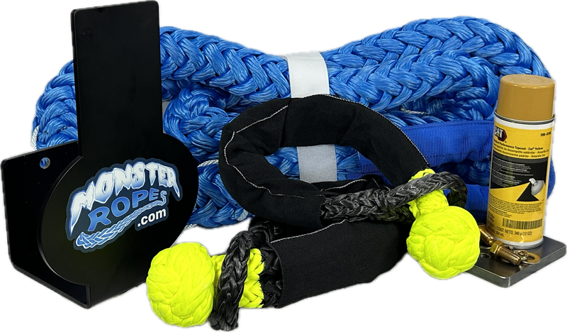 Load image into Gallery viewer, Seller&#39;s Choice Bundle: 12&#39; X 1-1/4&quot; Bigger Blue Monster Tow Rope with Bubba Rope Mega Gator-Jaw Pro Soft Shackles
